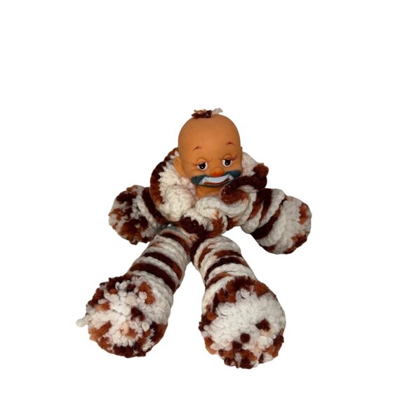 Vintage Handmade Yarn Doll With Baby clown  Face - Picture 1 of 6
